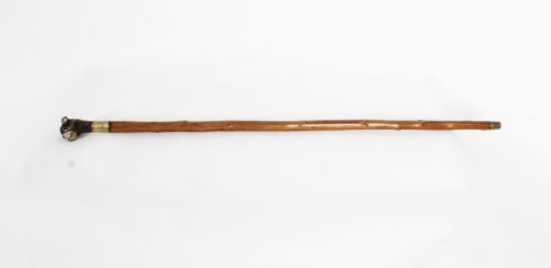 Antique Walking Stick Cane with Carved Bulldog Handle Late 19th Century
