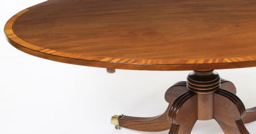 fig 4. Antique 5ft Oval Regency Flame Mahogany Dining Table 19th C