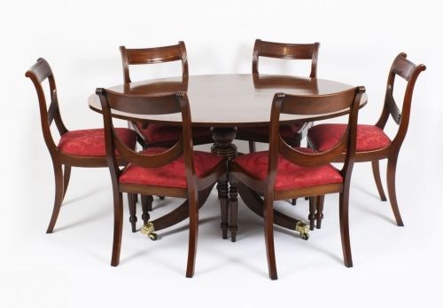 fig 5. Antique 5ft Oval Regency Flame Mahogany Dining Table 19th C