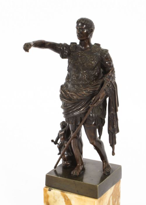 fig 1. Antique Grand Tour Bronze Emperor Augustus of Prima Porta Circa 1860
