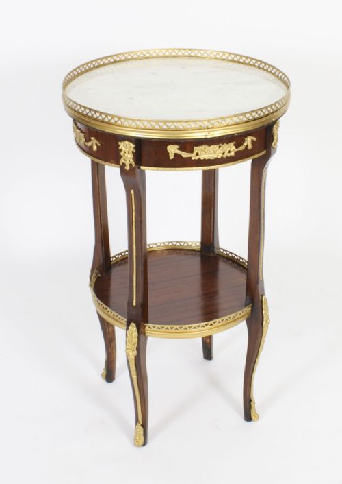 fig 2. Antique French Empire Marble & Ormolu Occasional Table 19th C