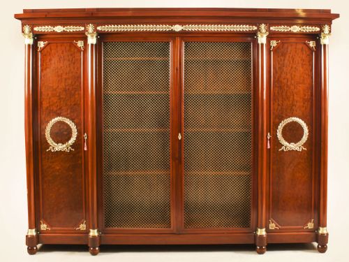 Antique French Empire 4 Door Mahogany Bookcase C.1880 19th C
