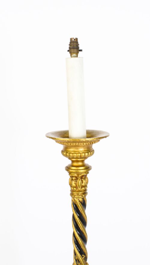 fig 2. Antique Victorian Gilded & Ebonized Classical Column Standard Lamp Late 19th C