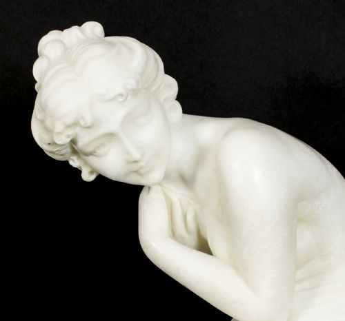 fig 2. Antique Italian Alabaster Sculpture of a Naked Maiden 19th Century