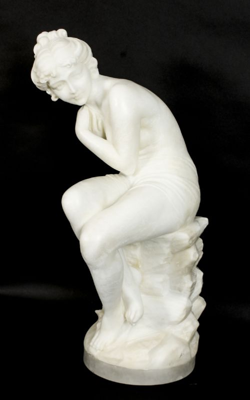 fig 4. Antique Italian Alabaster Sculpture of a Naked Maiden 19th Century