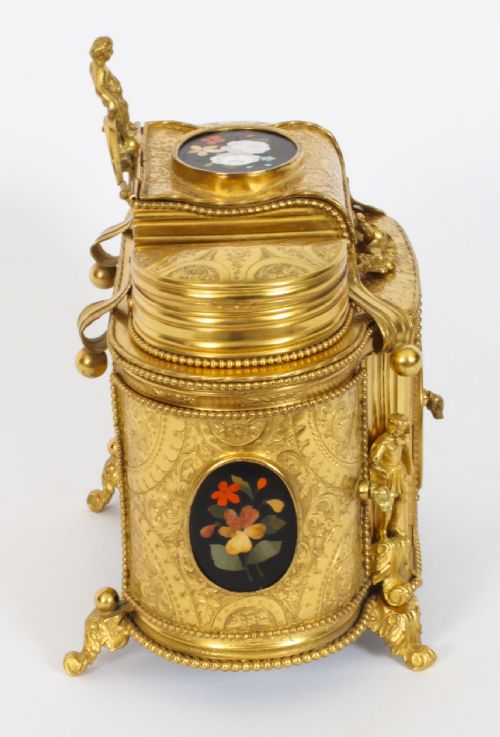 fig 9. Antique Ormolu Mounted Pietra Dura Jewellery Cabinet 19th C