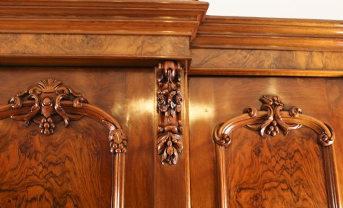 fig 1. Antique Victorian Breakfront Burr Walnut Wardrobe C1870 19th C