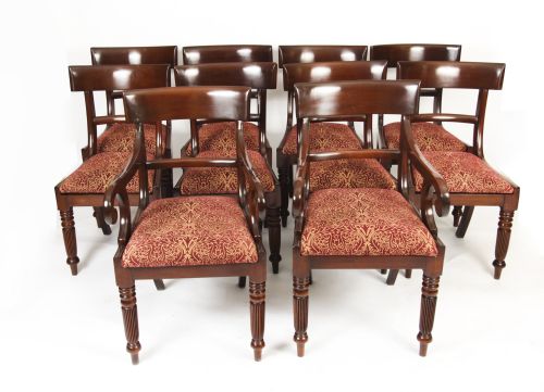 Antique Set 10 English William IV Barback Dining Chairs Circa 1830 19th C
