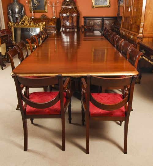 fig 4. Antique Irish Regency Twin Pillar Mahogany Parcel-Gilt Dining Table C1820 19th C