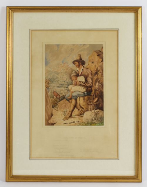 ANTIQUE ITALIAN WATER COLOUR TITLED CONTADINO DI SABINA 19TH C - ADDITIONAL PHOTO 16
