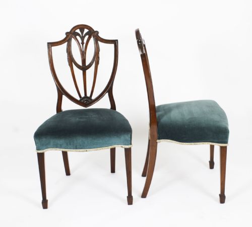 fig 1. Antique Set 8 Hepplewhite Mahogany Dining Chairs 19th Century
