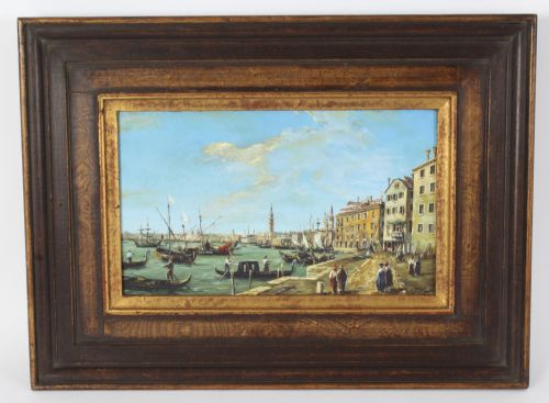fig 1. Antique Pair Oil Paintings of Venice Continental School 19th C
