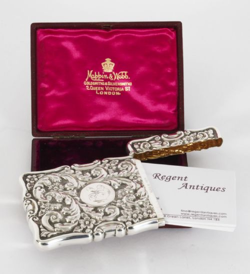 fig 1. Antique English Sterling Silver Card Case Mappin & Webb 1904