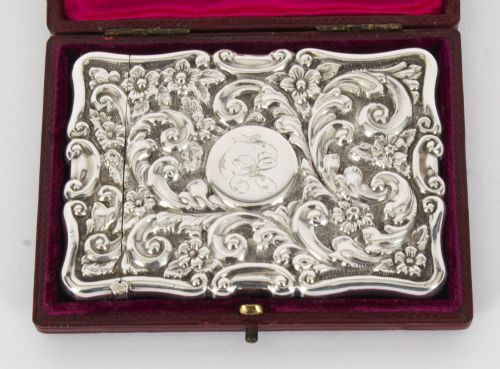fig 2. Antique English Sterling Silver Card Case Mappin & Webb 1904