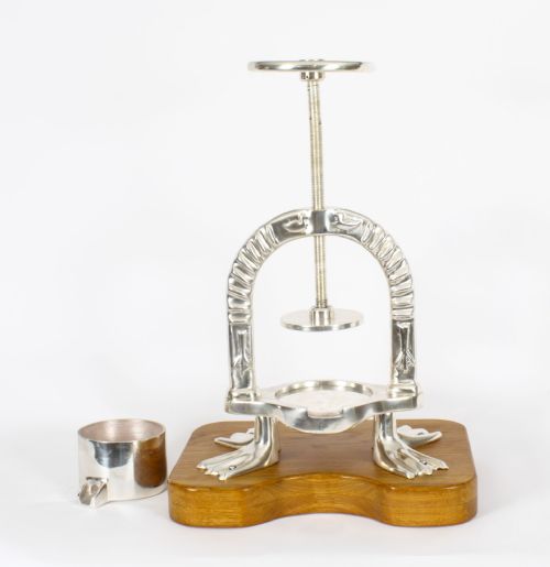 fig 2. Antique Rare French Silver plated Duck Press 19th Century