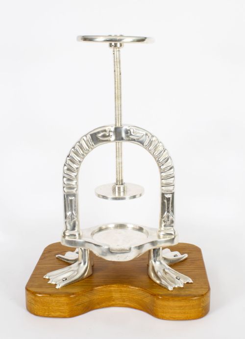 fig 3. Antique Rare French Silver plated Duck Press 19th Century