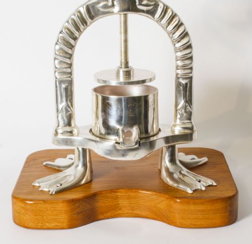 fig 4. Antique Rare French Silver plated Duck Press 19th Century