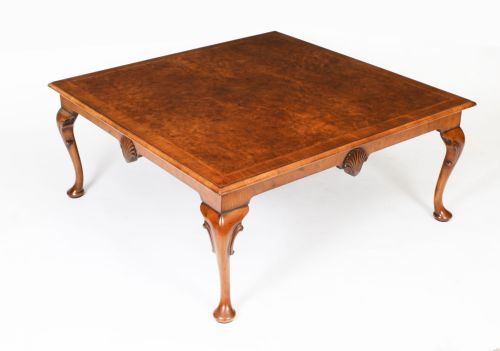 Antique Burr Walnut Queen Anne Revival Coffee Table C.1920