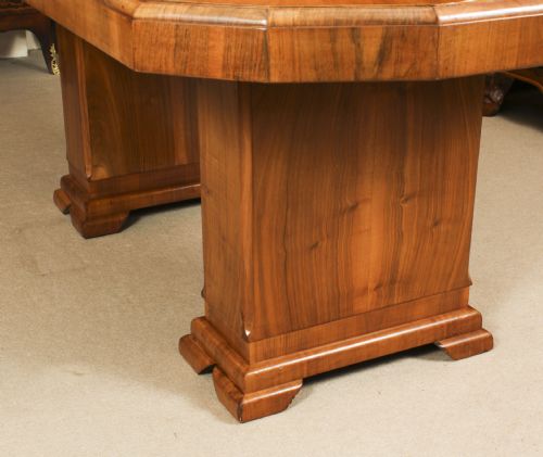 fig 11. Antique Art Deco Burr Walnut Dining Table & 6 Shaped Back Chairs C1920 20th C