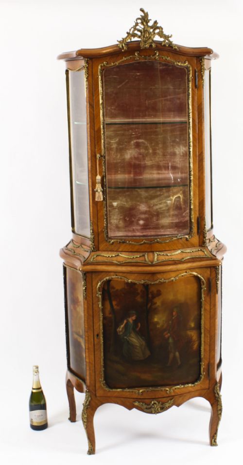 ANTIQUE FRENCH VERNIS MARTIN VITRINE DISPLAY CABINET 19TH C - ADDITIONAL PHOTO 24