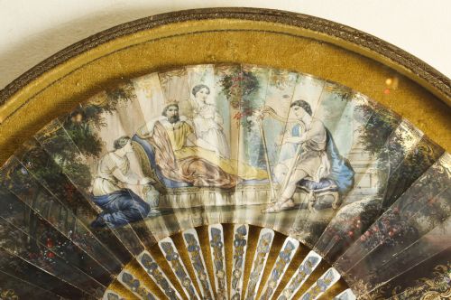 fig 1. Antique French Framed Hand-Painted Fan Gilded Box Frame Late 18th Century