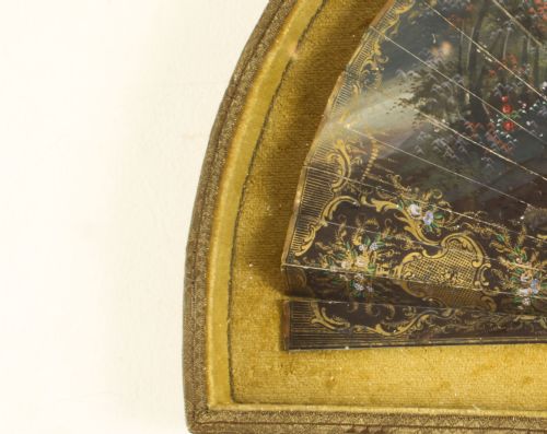 fig 2. Antique French Framed Hand-Painted Fan Gilded Box Frame Late 18th Century