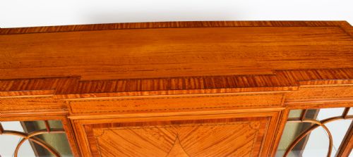 fig 4. Antique Victorian Satinwood Breakfront Display Cabinet 19th C