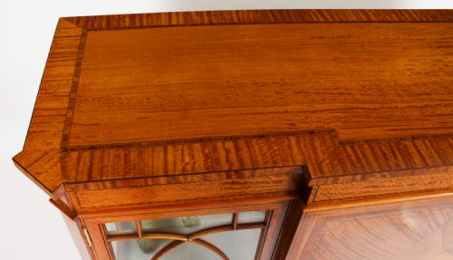 fig 5. Antique Victorian Satinwood Breakfront Display Cabinet 19th C