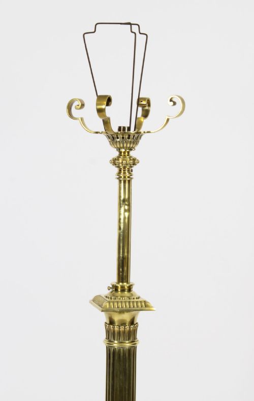 ANTIQUE VICTORIAN BRASS CORINTHIAN COLUMN TELESCOPIC STANDARD LAMP 19TH C - ADDITIONAL PHOTO 2