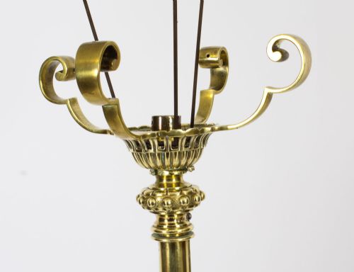 ANTIQUE VICTORIAN BRASS CORINTHIAN COLUMN TELESCOPIC STANDARD LAMP 19TH C - ADDITIONAL PHOTO 8