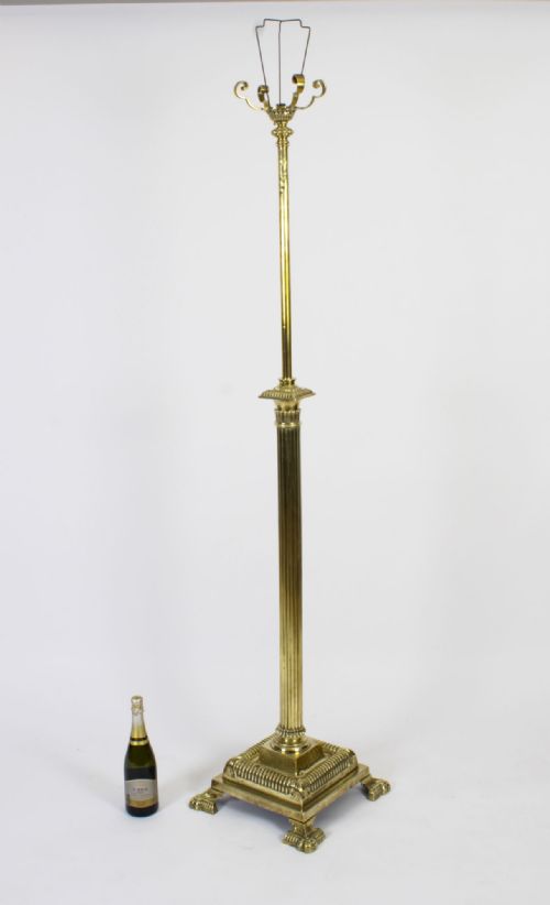 ANTIQUE VICTORIAN BRASS CORINTHIAN COLUMN TELESCOPIC STANDARD LAMP 19TH C - ADDITIONAL PHOTO 15