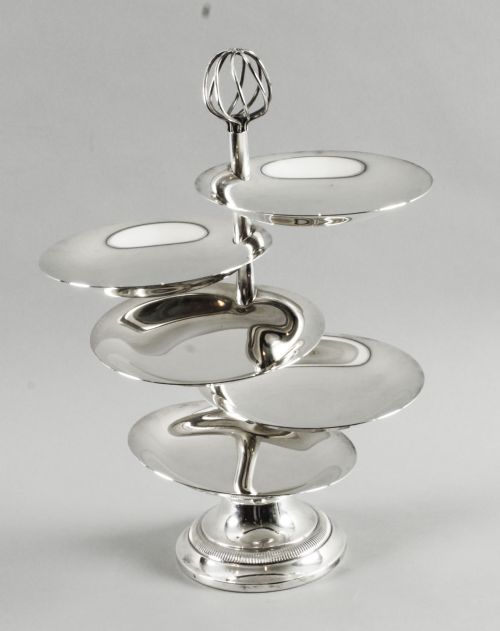 fig 3. Antique Silver Plated Hors d'oeuvres Stand by Christofle 19th C