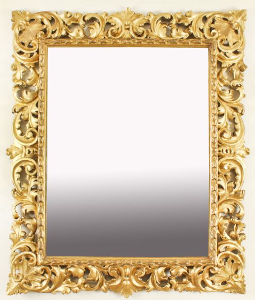 Antique Italian Giltwood Florentine Overmantle Mirror 19th Century - 95x 80cm