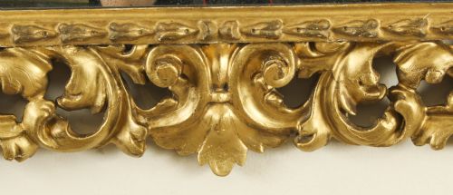 fig 3. Antique Italian Giltwood Florentine Overmantle Mirror 19th Century - 95x 80cm