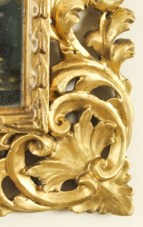 fig 4. Antique Italian Giltwood Florentine Overmantle Mirror 19th Century - 95x 80cm
