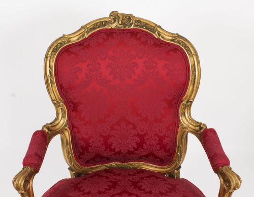 fig 4. Antique Pair of Louis XV Revival Giltwood Armchairs 19 Century
