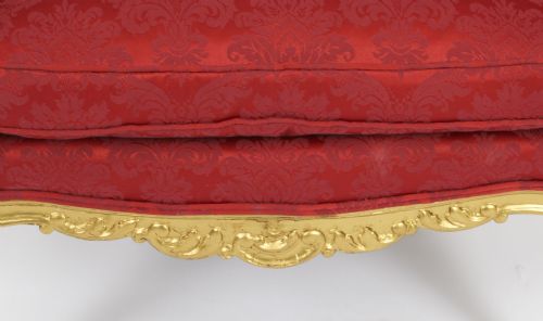ANTIQUE LOUIS XV REVIVAL GILTWOOD SHAPED BERGERE ARMCHAIR 19TH C - ADDITIONAL PHOTO 6