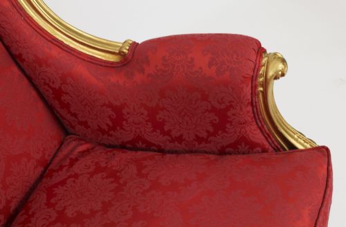 ANTIQUE LOUIS XV REVIVAL GILTWOOD SHAPED BERGERE ARMCHAIR 19TH C - ADDITIONAL PHOTO 9