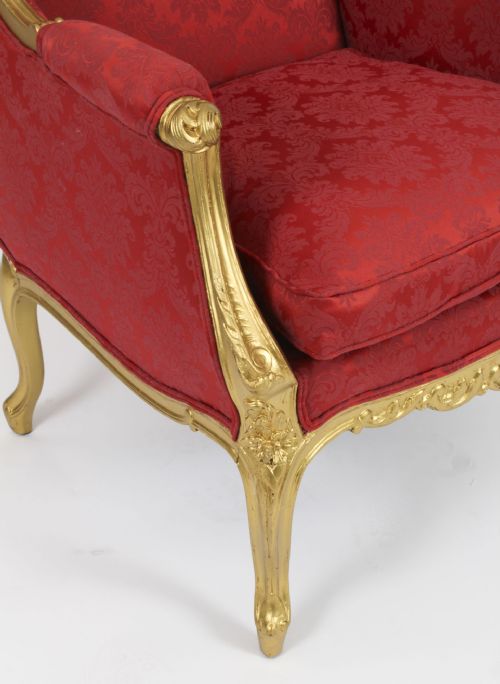 ANTIQUE LOUIS XV REVIVAL GILTWOOD SHAPED BERGERE ARMCHAIR 19TH C - ADDITIONAL PHOTO 10