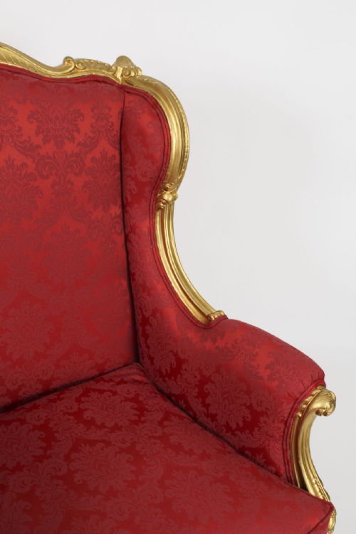 ANTIQUE LOUIS XV REVIVAL GILTWOOD SHAPED BERGERE ARMCHAIR 19TH C - ADDITIONAL PHOTO 11