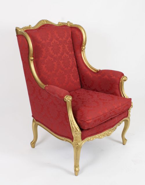 ANTIQUE LOUIS XV REVIVAL GILTWOOD SHAPED BERGERE ARMCHAIR 19TH C - ADDITIONAL PHOTO 12