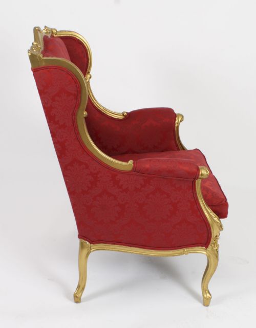 ANTIQUE LOUIS XV REVIVAL GILTWOOD SHAPED BERGERE ARMCHAIR 19TH C - ADDITIONAL PHOTO 13