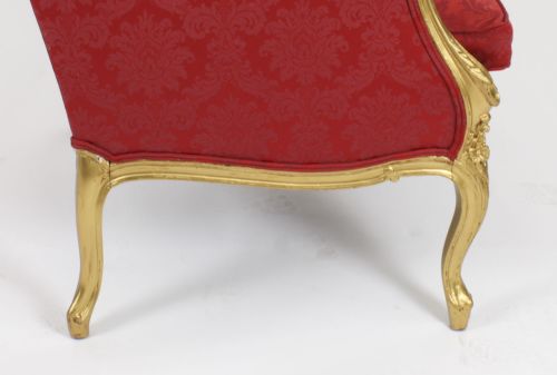 ANTIQUE LOUIS XV REVIVAL GILTWOOD SHAPED BERGERE ARMCHAIR 19TH C - ADDITIONAL PHOTO 14