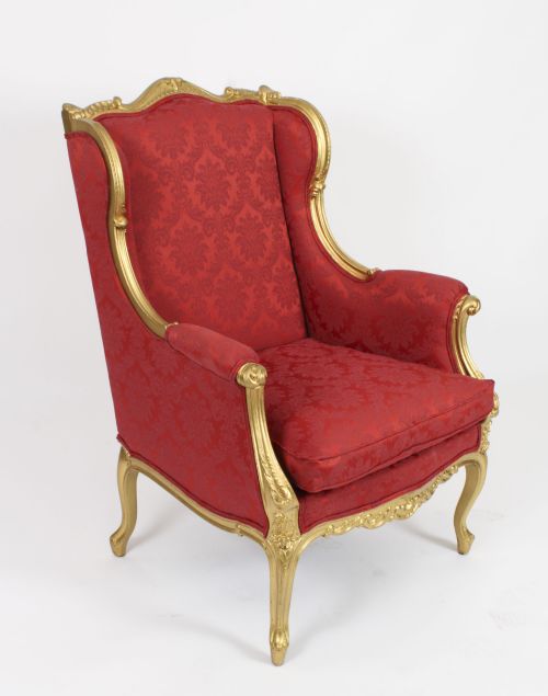 ANTIQUE LOUIS XV REVIVAL GILTWOOD SHAPED BERGERE ARMCHAIR 19TH C - ADDITIONAL PHOTO 18