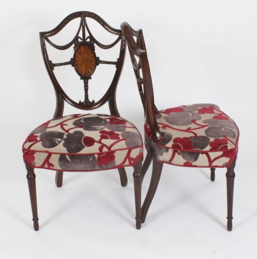 fig 1. Antique Set 12 Hepplewhite Mahogany Dining Chairs 19th Century