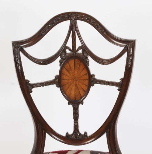 fig 2. Antique Set 12 Hepplewhite Mahogany Dining Chairs 19th Century