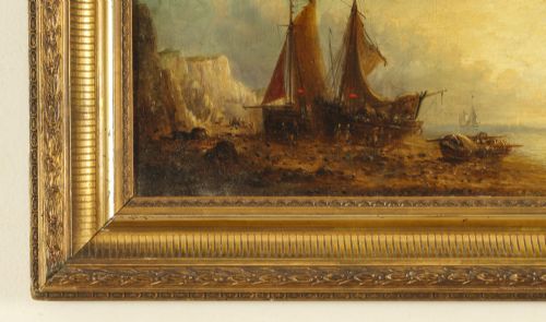 fig 2. Antique Pair Waterscape Oil Paintings by William Adolphus Knell 19th C