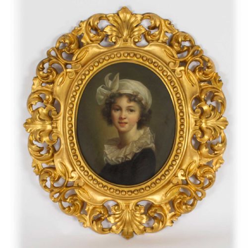 Antique Oil Painting of a Child in Florentine Gilded Frame 19th C