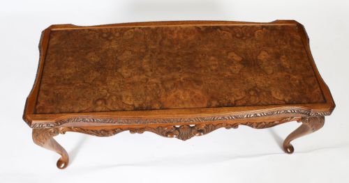 fig 3. Antique Queen Anne Revival Burr Walnut Coffee Table c.1920