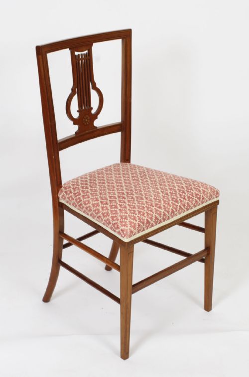 Antique Victorian Satinwood Lyre Back Desk Chair C.1880 19th Century